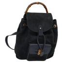 GUCCI Bamboo Backpack Suede Leather Navy Gold 003 1956 0030 Auth BA1984-1