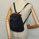 GUCCI Bamboo Backpack Suede Leather Navy Gold 003 1956 0030 Auth BA1984-23