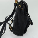 GUCCI Bamboo Backpack Suede Leather Navy Gold 003 1956 0030 Auth BA1984-4