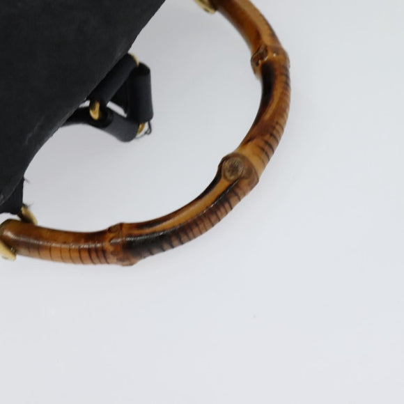 GUCCI Bamboo Backpack Suede Leather Navy Gold 003 1956 0030 Auth BA1984