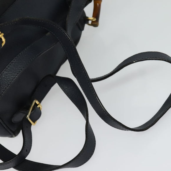 GUCCI Bamboo Backpack Suede Leather Navy Gold 003 1956 0030 Auth BA1984