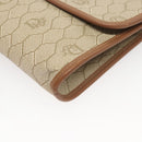 Christian Dior Honeycomb Canvas Chain Shoulder Bag PVC Beige Gold Auth BA1990-14