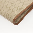 Christian Dior Honeycomb Canvas Chain Shoulder Bag PVC Beige Gold Auth BA1990-16