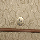 Christian Dior Honeycomb Canvas Chain Shoulder Bag PVC Beige Gold Auth BA1990-17