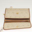 Christian Dior Honeycomb Canvas Chain Shoulder Bag PVC Beige Gold Auth BA1990-10