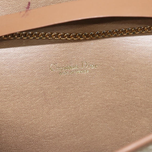 Christian Dior Honeycomb Canvas Chain Shoulder Bag PVC Beige Gold Auth BA1990