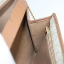 Christian Dior Honeycomb Canvas Chain Shoulder Bag PVC Beige Gold Auth BA1990-18