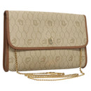 Christian Dior Honeycomb Canvas Chain Shoulder Bag PVC Beige Gold Auth BA1990-1