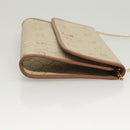 Christian Dior Honeycomb Canvas Chain Shoulder Bag PVC Beige Gold Auth BA1990-3