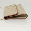 Christian Dior Honeycomb Canvas Chain Shoulder Bag PVC Beige Gold Auth BA1990-4