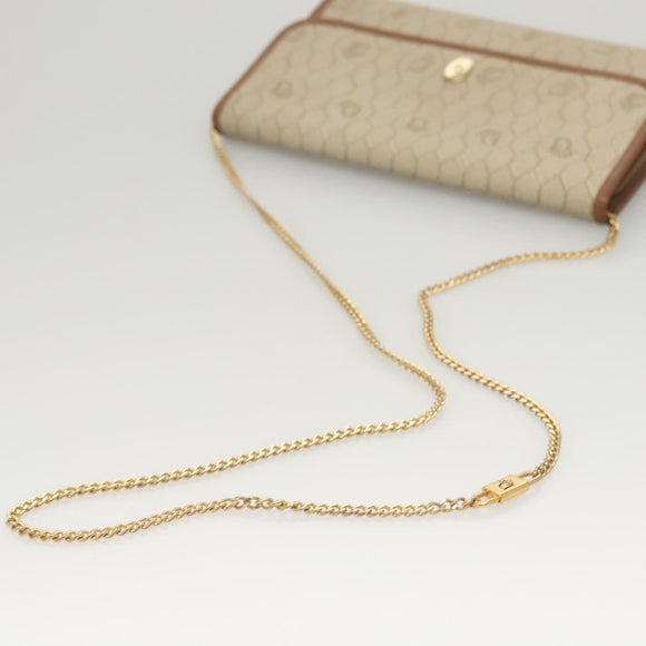 Christian Dior Honeycomb Canvas Chain Shoulder Bag PVC Beige Gold Auth BA1990