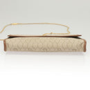 Christian Dior Honeycomb Canvas Chain Shoulder Bag PVC Beige Gold Auth BA1990-5
