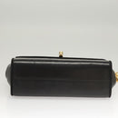 Salvatore Ferragamo Chain Shoulder Bag Leather Black Gold Auth BA1992-5