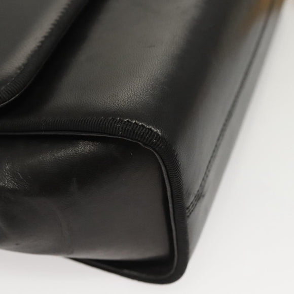 Salvatore Ferragamo Chain Shoulder Bag Leather Black Gold Auth BA1992