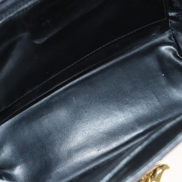 Salvatore Ferragamo Chain Shoulder Bag Leather Black Gold Auth BA1992