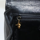 Salvatore Ferragamo Chain Shoulder Bag Leather Black Gold Auth BA1992-22