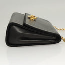 Salvatore Ferragamo Chain Shoulder Bag Leather Black Gold Auth BA1992-3