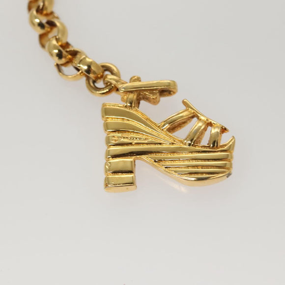 Salvatore Ferragamo Chain Shoulder Bag Leather Black Gold Auth BA1992