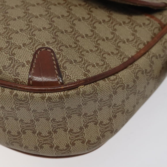 CELINE Macadam Canvas Shoulder Bag Beige Gold Auth BA1996