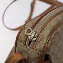 CELINE Macadam Canvas Shoulder Bag Beige Gold Auth BA1996-10