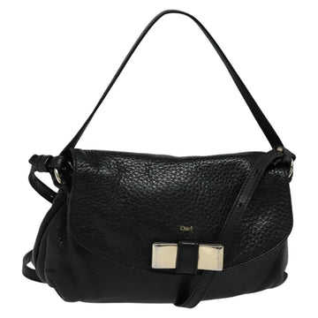 Chloe Lily Hand Bag Leather 2way Black Auth BA2001