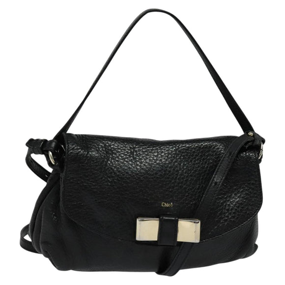 Chloe Lily Hand Bag Leather 2way Black Auth BA2001