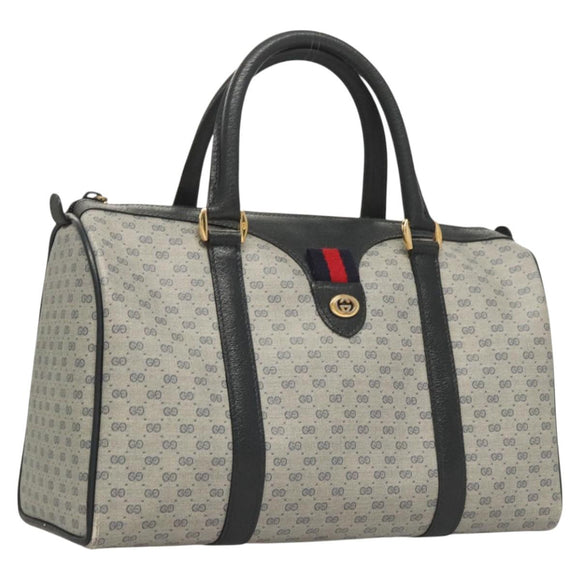 GUCCI Micro GG Supreme Sherry Line Bag PVC Navy Gold Red 40 02 007 Auth BA2011