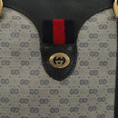 GUCCI Micro GG Supreme Sherry Line Bag PVC Navy Gold Red 40 02 007 Auth BA2011-14