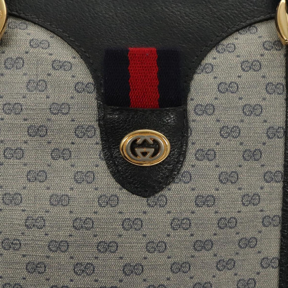 GUCCI Micro GG Supreme Sherry Line Bag PVC Navy Gold Red 40 02 007 Auth BA2011