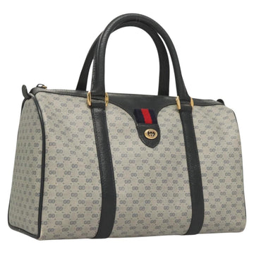 GUCCI Micro GG Supreme Sherry Line Bag PVC Navy Gold Red 40 02 007 Auth BA2011