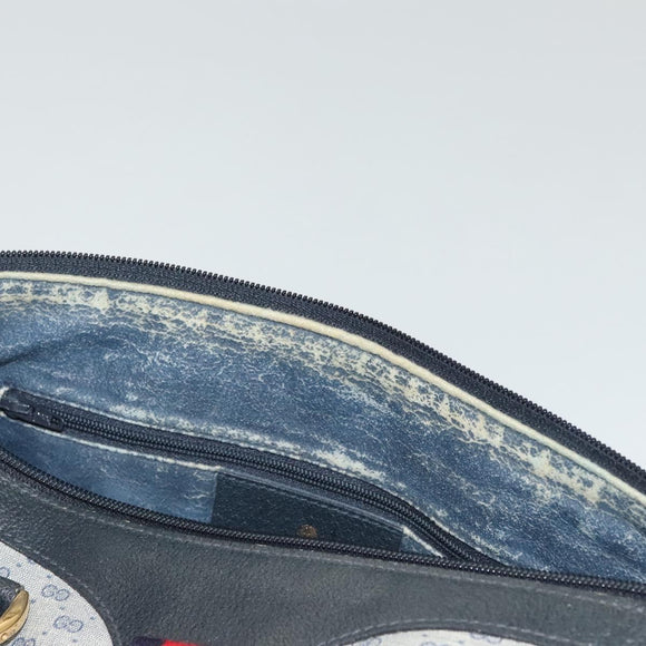 GUCCI Micro GG Supreme Sherry Line Bag PVC Navy Gold Red 40 02 007 Auth BA2011