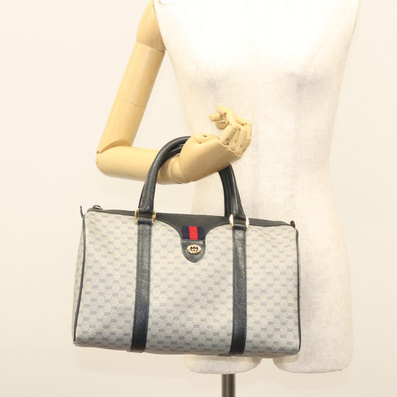 GUCCI Micro GG Supreme Sherry Line Bag PVC Navy Gold Red 40 02 007 Auth BA2011