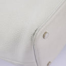 BURBERRY Shoulder Bag Leather White Silver Auth BA2015-8