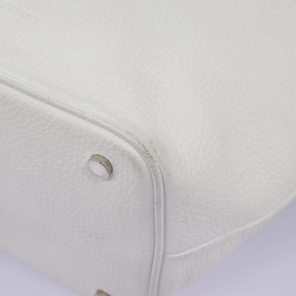 BURBERRY Shoulder Bag Leather White Silver Auth BA2015