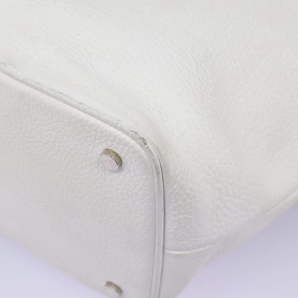 BURBERRY Shoulder Bag Leather White Silver Auth BA2015