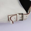 BURBERRY Shoulder Bag Leather White Silver Auth BA2015-9
