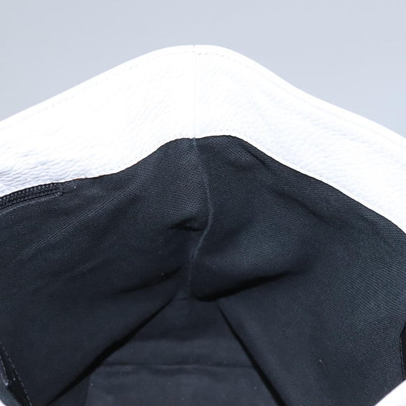 BURBERRY Shoulder Bag Leather White Silver Auth BA2015