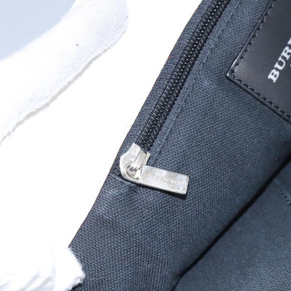 BURBERRY Shoulder Bag Leather White Silver Auth BA2015