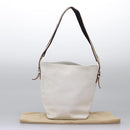 BURBERRY Shoulder Bag Leather White Silver Auth BA2015-12