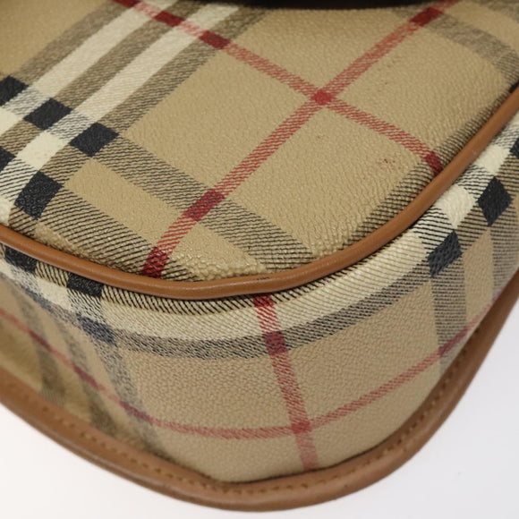 Burberrys Nova Check Shoulder Bag PVC Beige Gold Auth BA2017