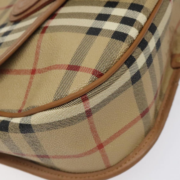 Burberrys Nova Check Shoulder Bag PVC Beige Gold Auth BA2017