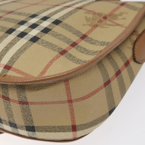 Burberrys Nova Check Shoulder Bag PVC Beige Gold Auth BA2017