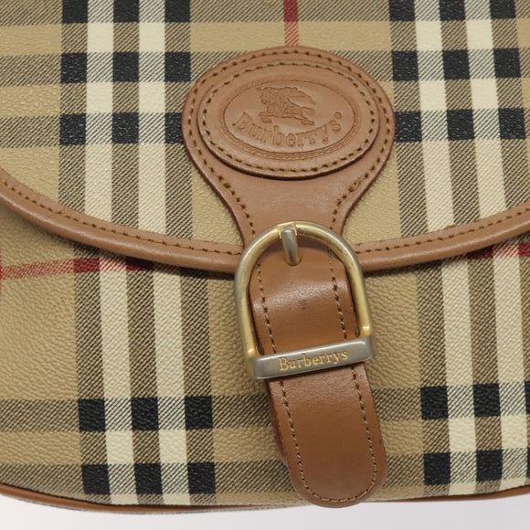 Burberrys Nova Check Shoulder Bag PVC Beige Gold Auth BA2017