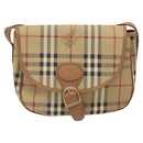 Burberrys Nova Check Shoulder Bag PVC Beige Gold Auth BA2017-13