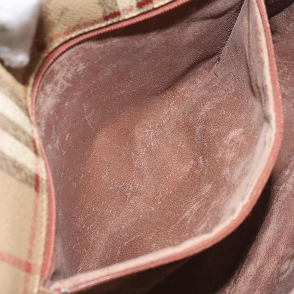 Burberrys Nova Check Shoulder Bag PVC Beige Gold Auth BA2017