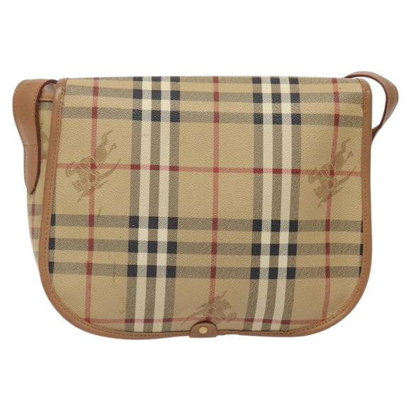 Burberrys Nova Check Shoulder Bag PVC Beige Gold Auth BA2017