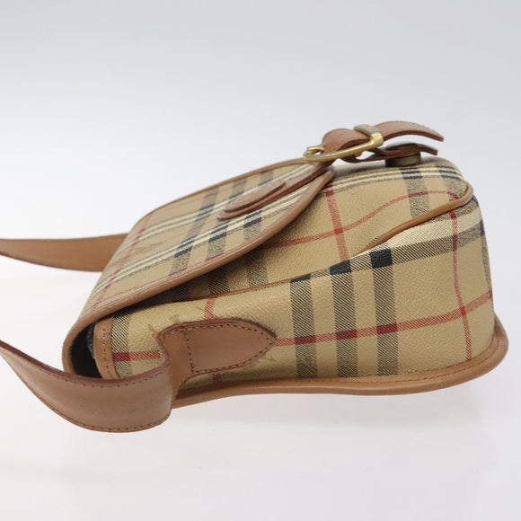 Burberrys Nova Check Shoulder Bag PVC Beige Gold Auth BA2017