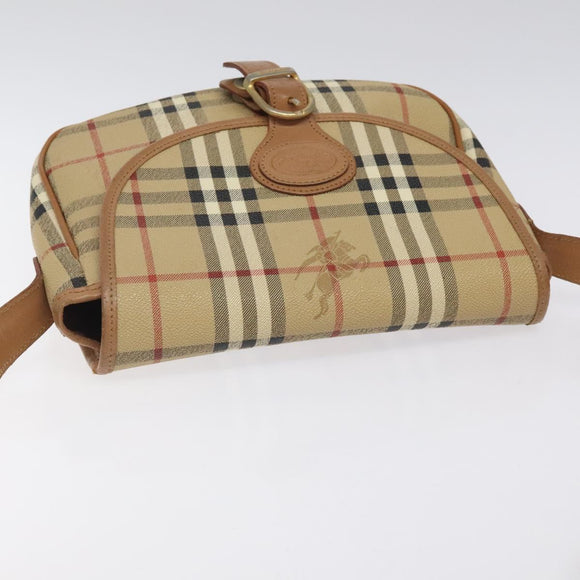 Burberrys Nova Check Shoulder Bag PVC Beige Gold Auth BA2017