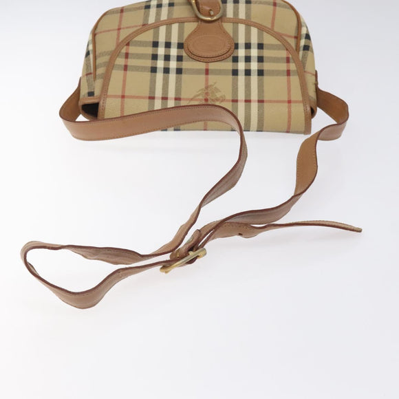 Burberrys Nova Check Shoulder Bag PVC Beige Gold Auth BA2017