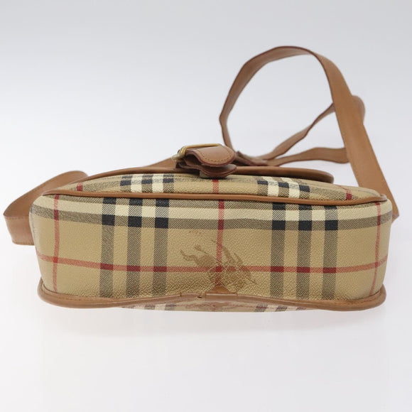 Burberrys Nova Check Shoulder Bag PVC Beige Gold Auth BA2017